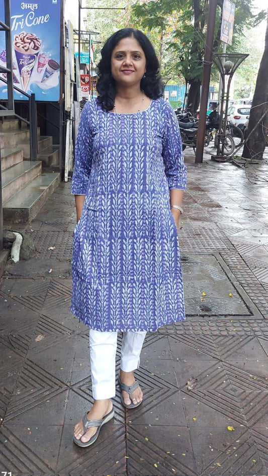 Purple Kantha Cotton Kurta