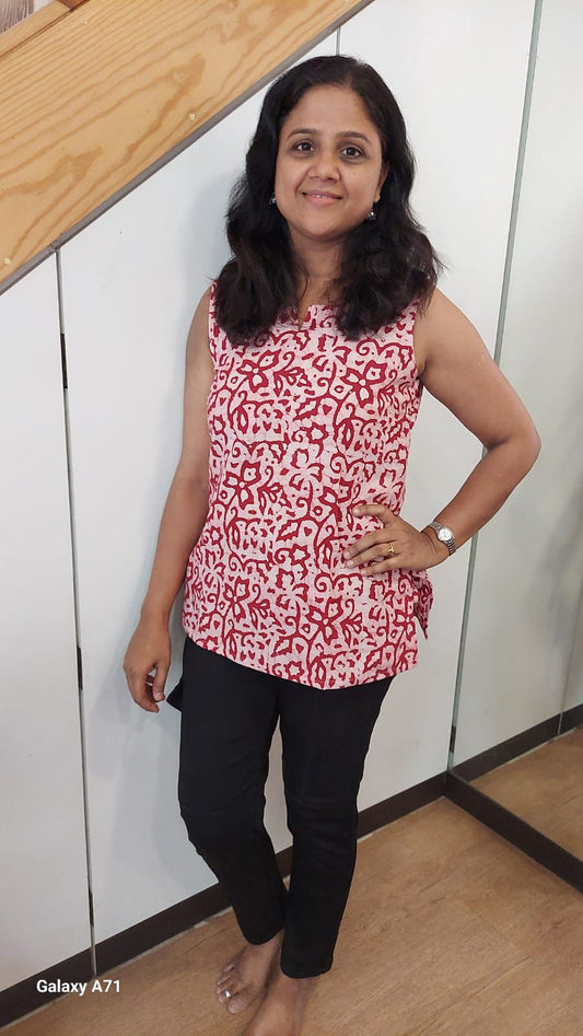 Maroon  Batik Cotton Short Top