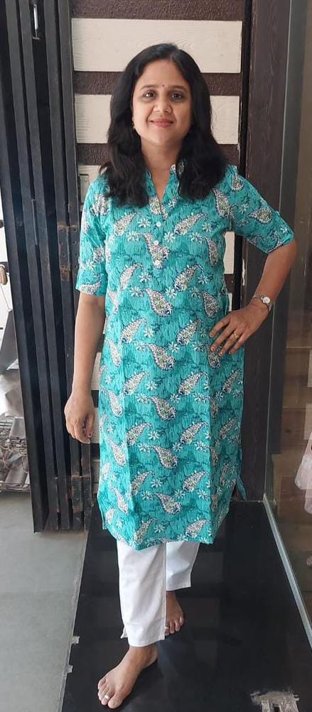 Rama Green Kantha Cotton Kurta