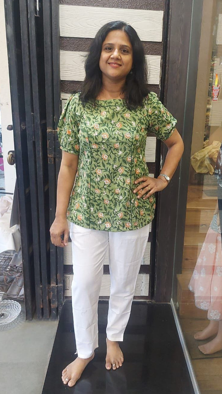 Mehendi Green Pure Cotton Short Top