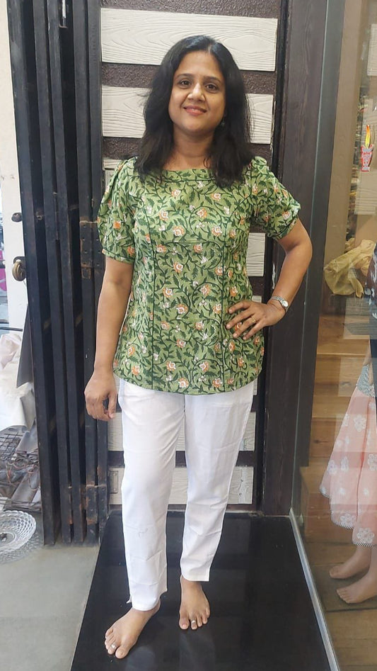 Mehendi Green Pure Cotton Short Top