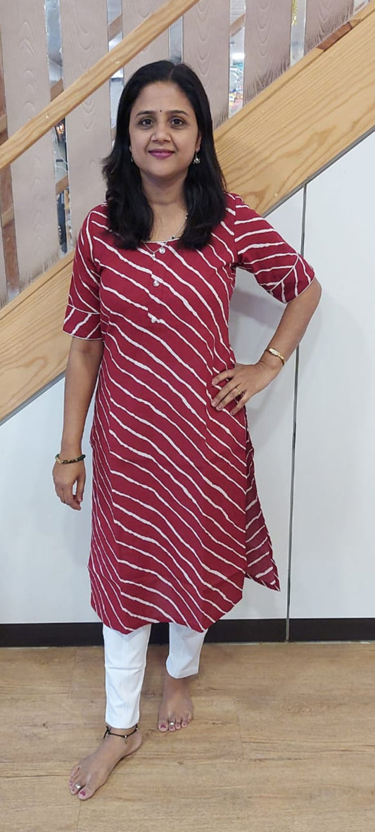 Maroon Pure Cotton Kurta