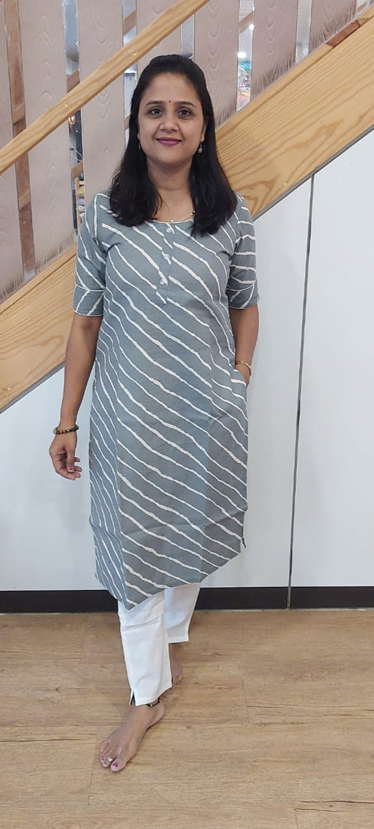 Gray  Pure Cotton Kurta