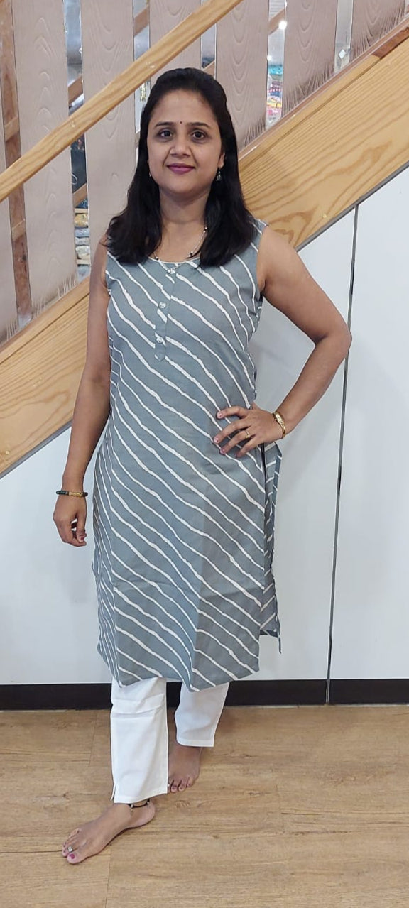 Gray Pure Cotton Kurta