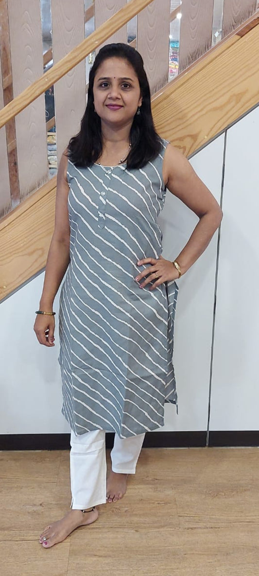 Gray Pure Cotton Kurta