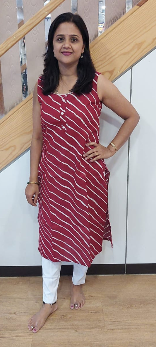 Maroon Pure Cotton Kurta