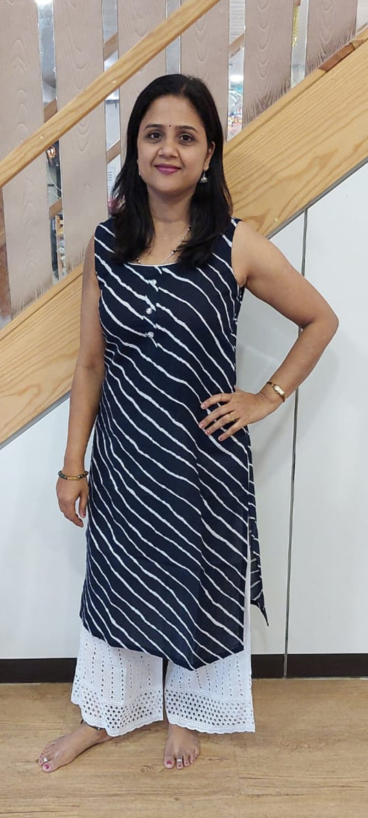 Dark Navy Blue Pure Cotton Kurta