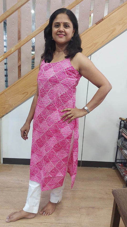 Magenta Pure Cotton Spaghetti Kurta