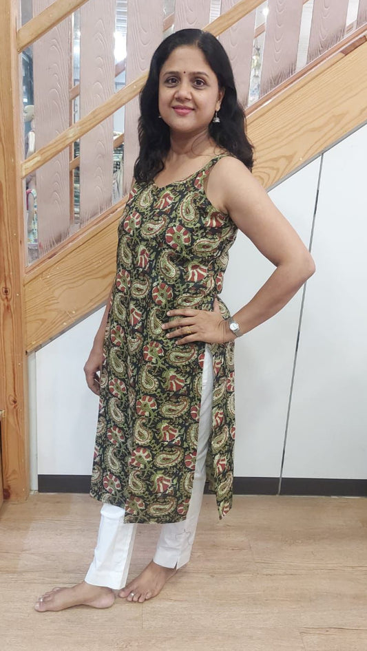 Mehendi Green Pure Cotton Spaghetti Kurta