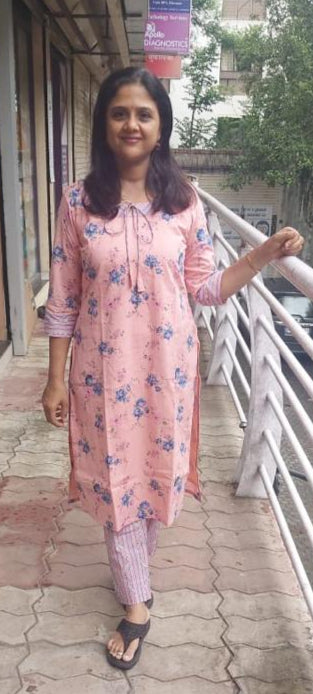 Peach Pure Cotton Kurta With Pant