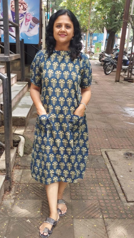 Indigo Pure Ajrakh One Piece Dress