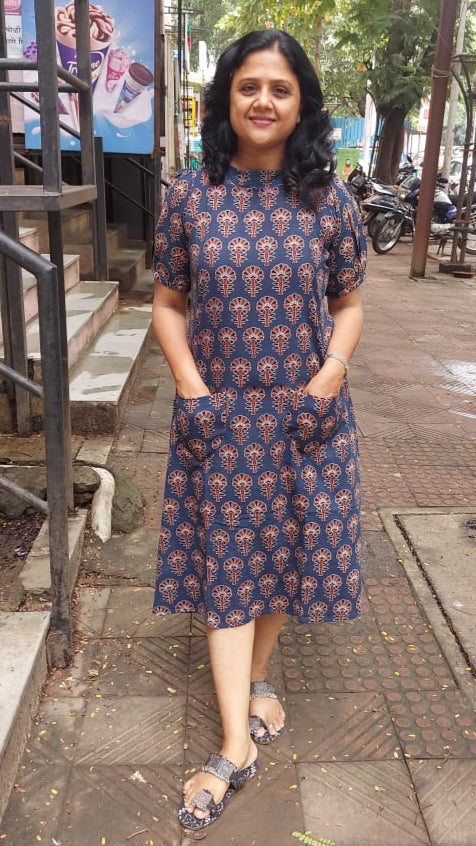 Indigo Pure Ajrakh One Piece Dress