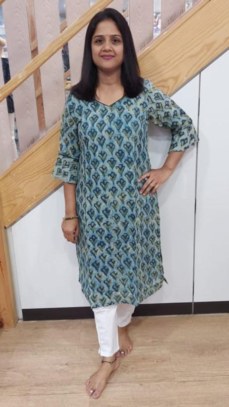 Blue Gray Assam Silk Kurta