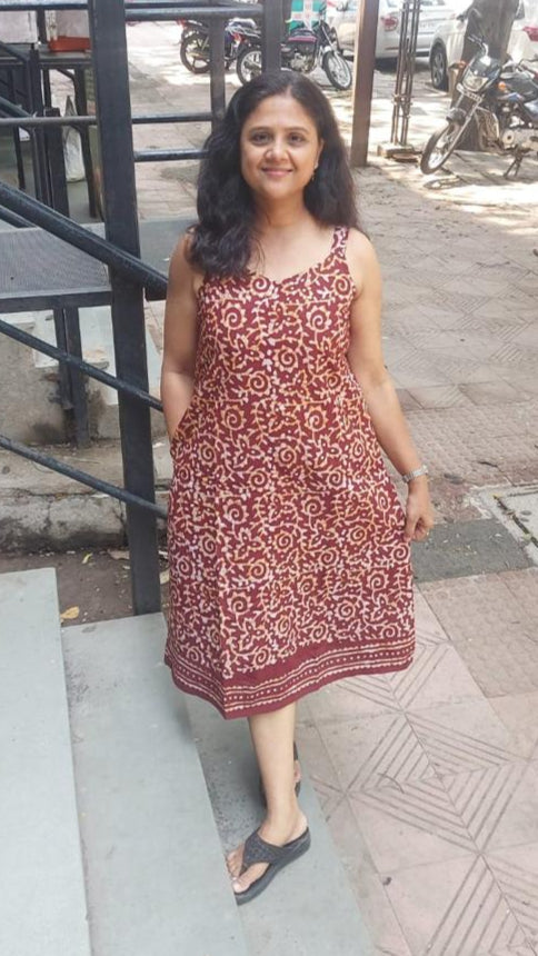 Multiple Batik Spaghetti One Piece Dress