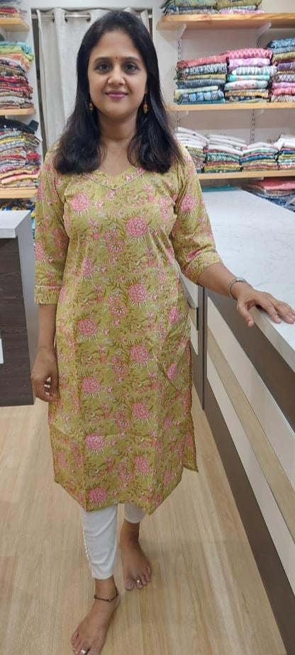 Light Mehendi Green Cotton Kurta
