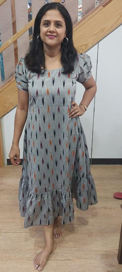 Grey Long Ikkat One Piece