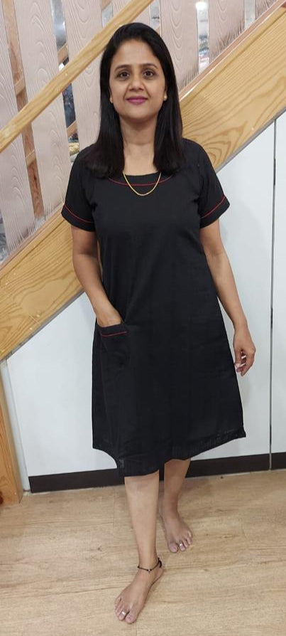 Black Hakoba Cotton Knee Length One Piece