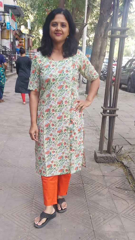 Tea Green Pure Cotton Kurta