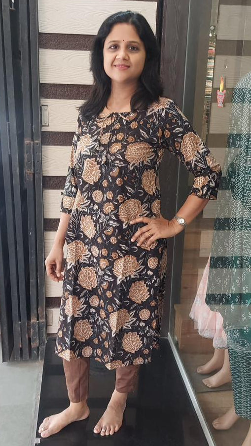 Black Pure Cotton Printed
