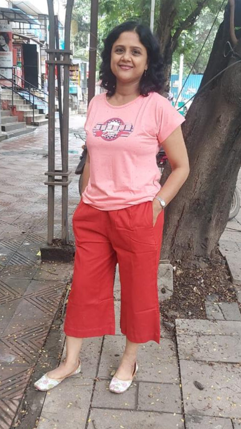 Maroon Flex Cotton Capri
