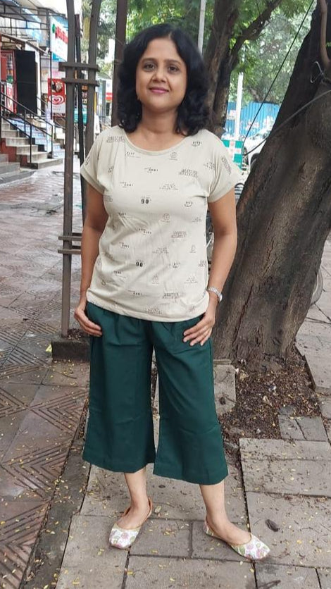 Bottle Green Flex Cotton Capri