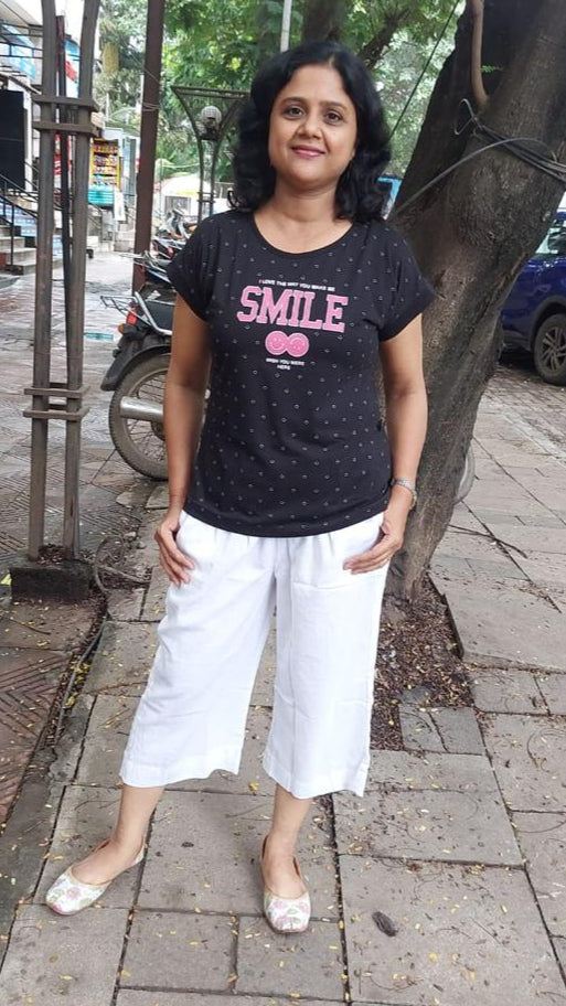 Withe Flex Cotton Capri