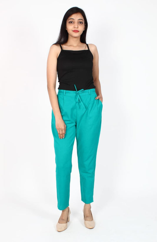 Rama Green Cotton Flex Straight Fit Pant