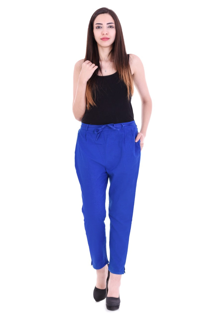 Royal Blue  Cotton Flex Straight Fit Pant