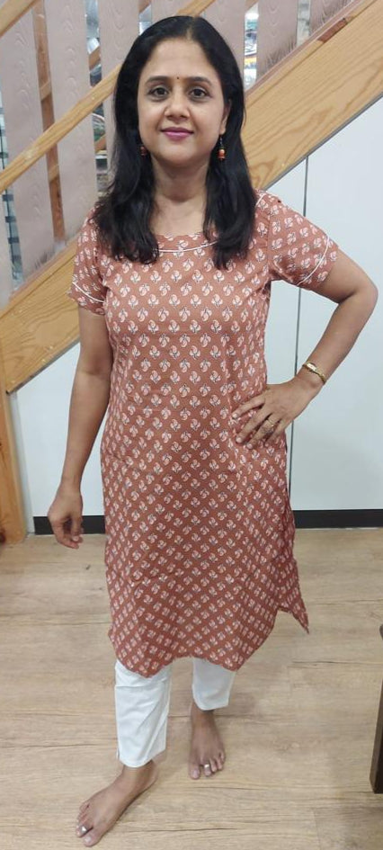 Light Brown Pure Cotton Kurta