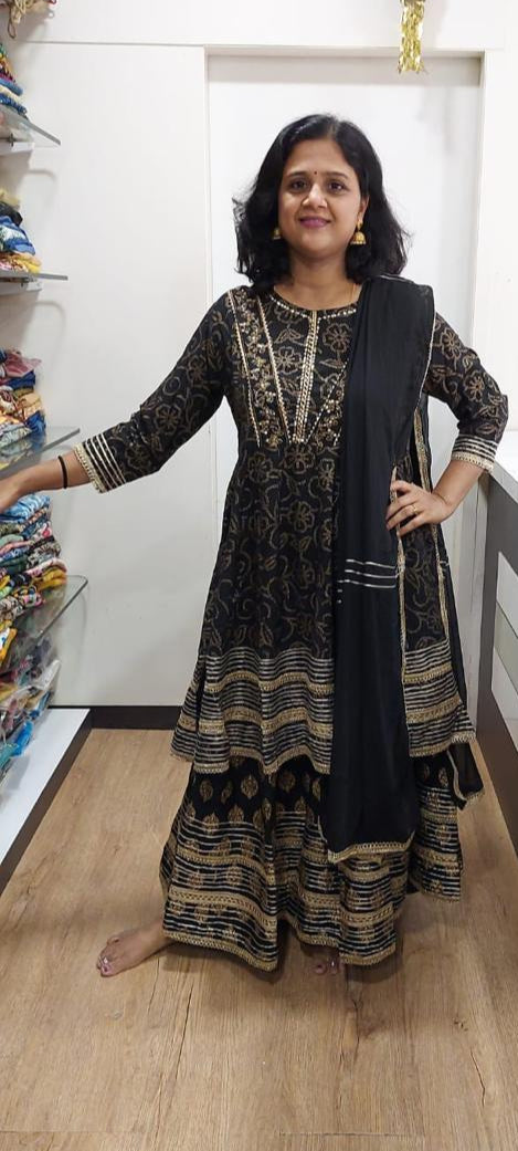 Black sharara Full Suit With Dupatta