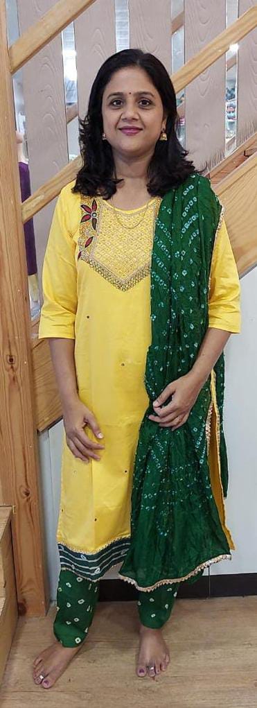 Yellow Cotton Silk Full Suit With Dupatta