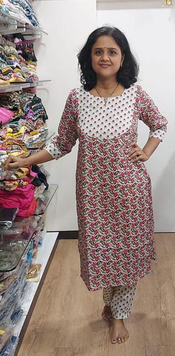 Magenta Cotton Kurta with Pant