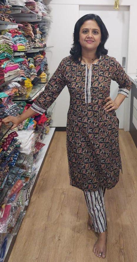 Black Pure Cotton Kurta with Pant