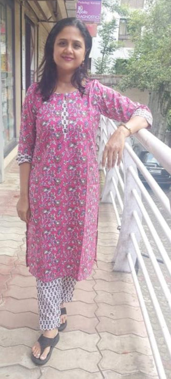 Magenta Cotton Kurta with Pant
