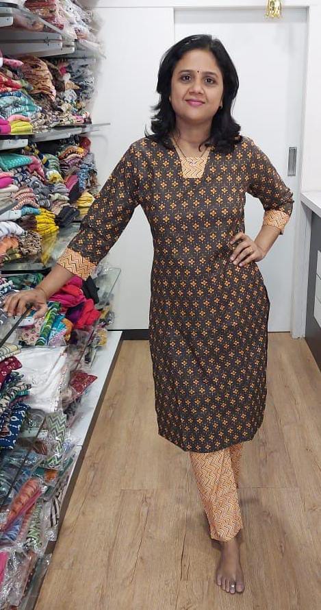Brown Pure Cotton Kurta with Pant