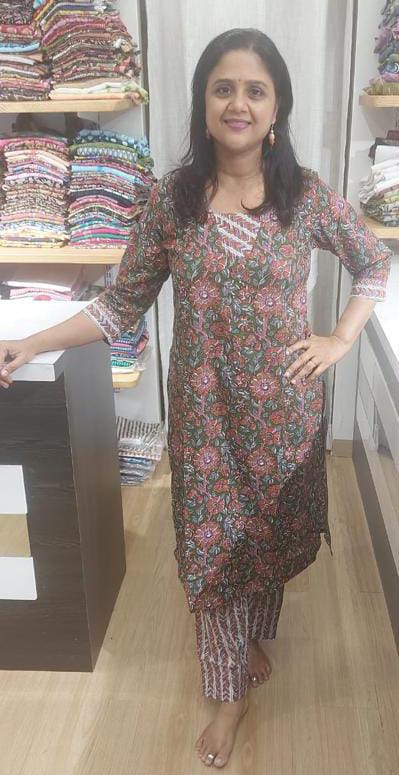 Bottle Green Cotton Kurta with Pant