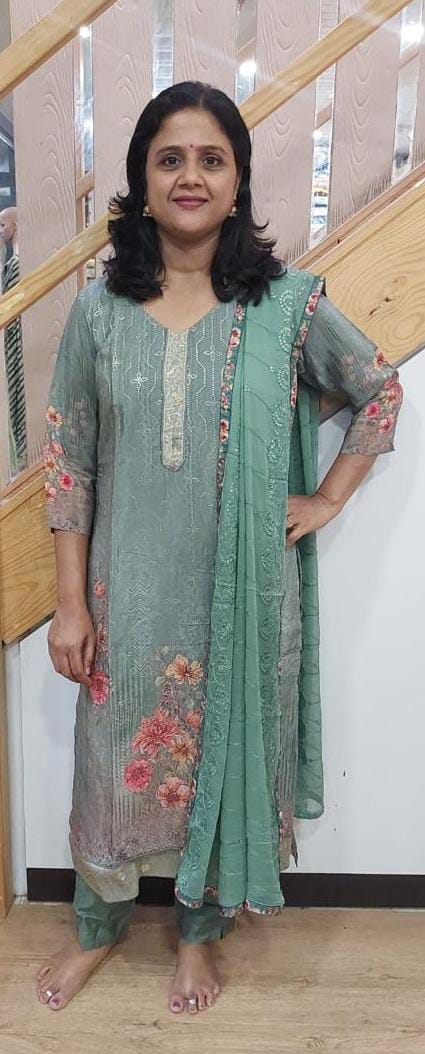 Pista Green Muslin Full Suit With Dupatta