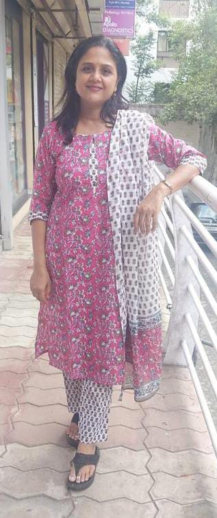 Magenta Cotton Full Suit With Dupatta