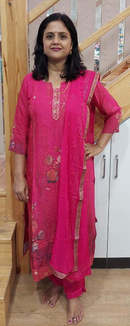 Ruby Pink Muslin Full Suit With Dupatta