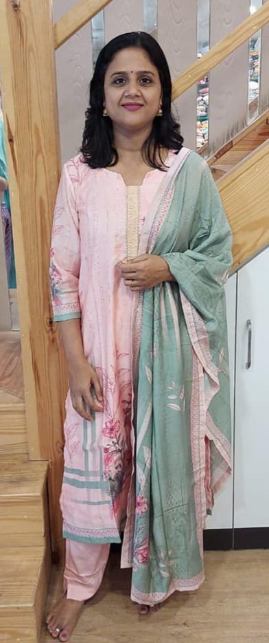 Peach Muslin Full Suit With Dupatta