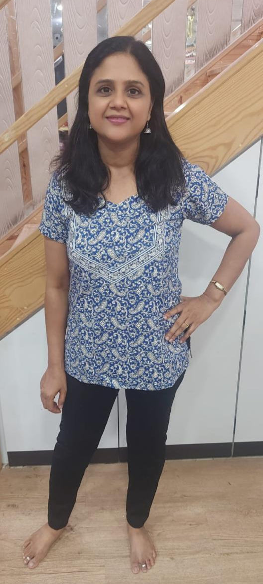 Blue Pure Cotton Short Top