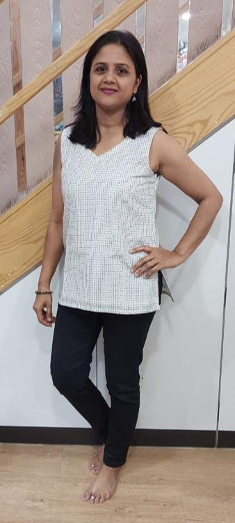 White Handloom Cotton Short Top
