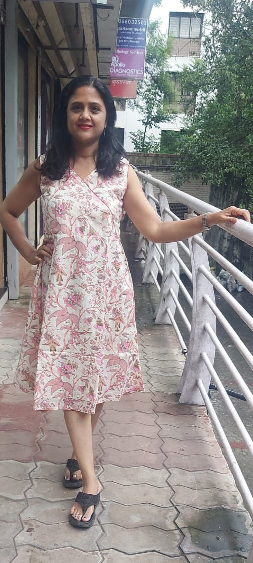 Onion Pink  Cotton Lurex Knee Length One Piece