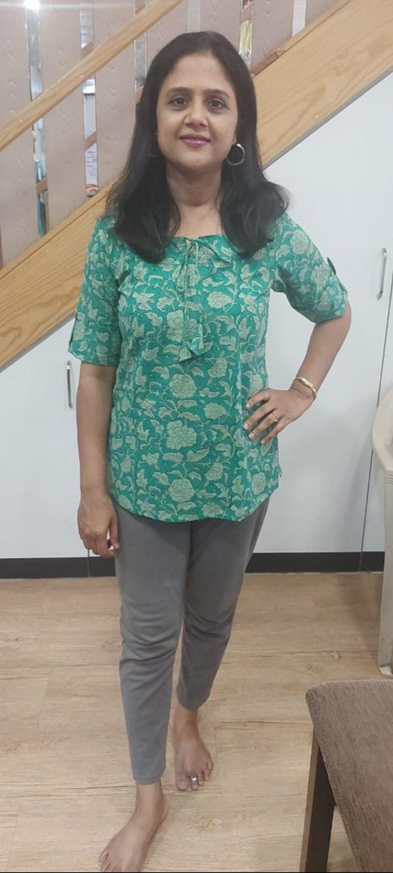 Green Pure Cotton Short Top
