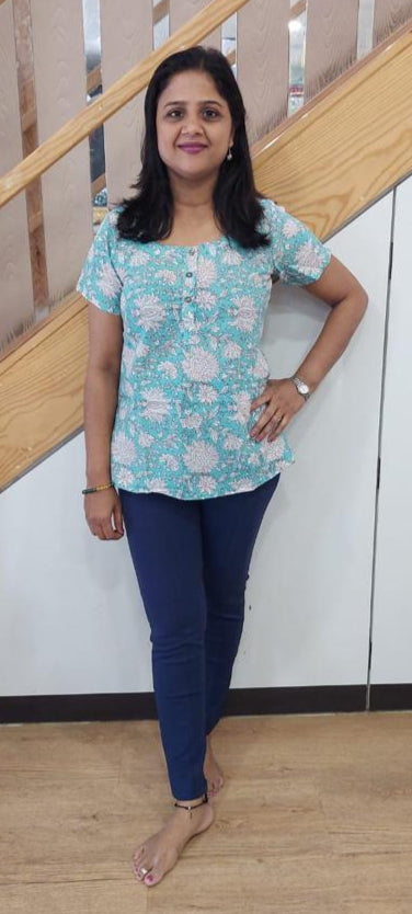 Pista Green  Pure Cotton Short Top