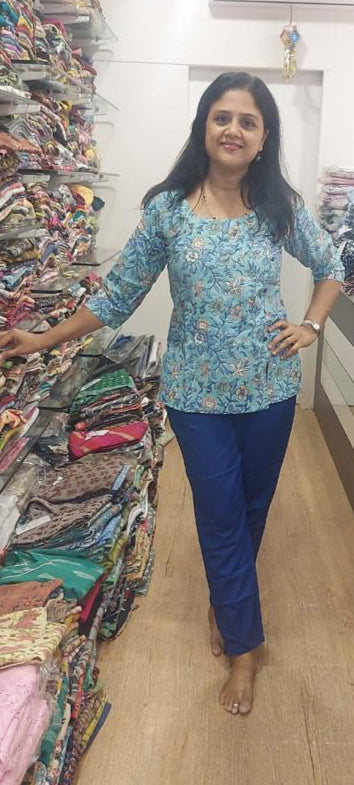 Blue Cotton Short Top