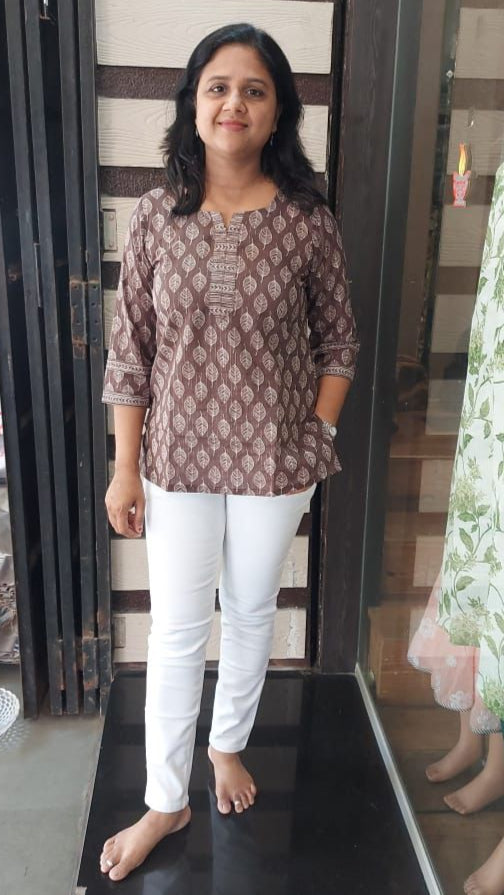 Coffee Cotton Lurex Short Top
