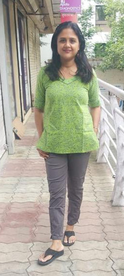 Parrot Green Pure Cotton Short Top