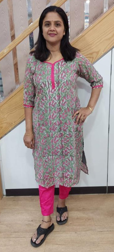 Olive Green Linen Pure Cotton Kurta