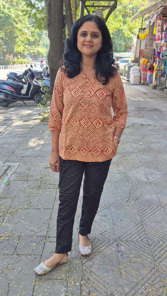 Maroon Cotton Short Top